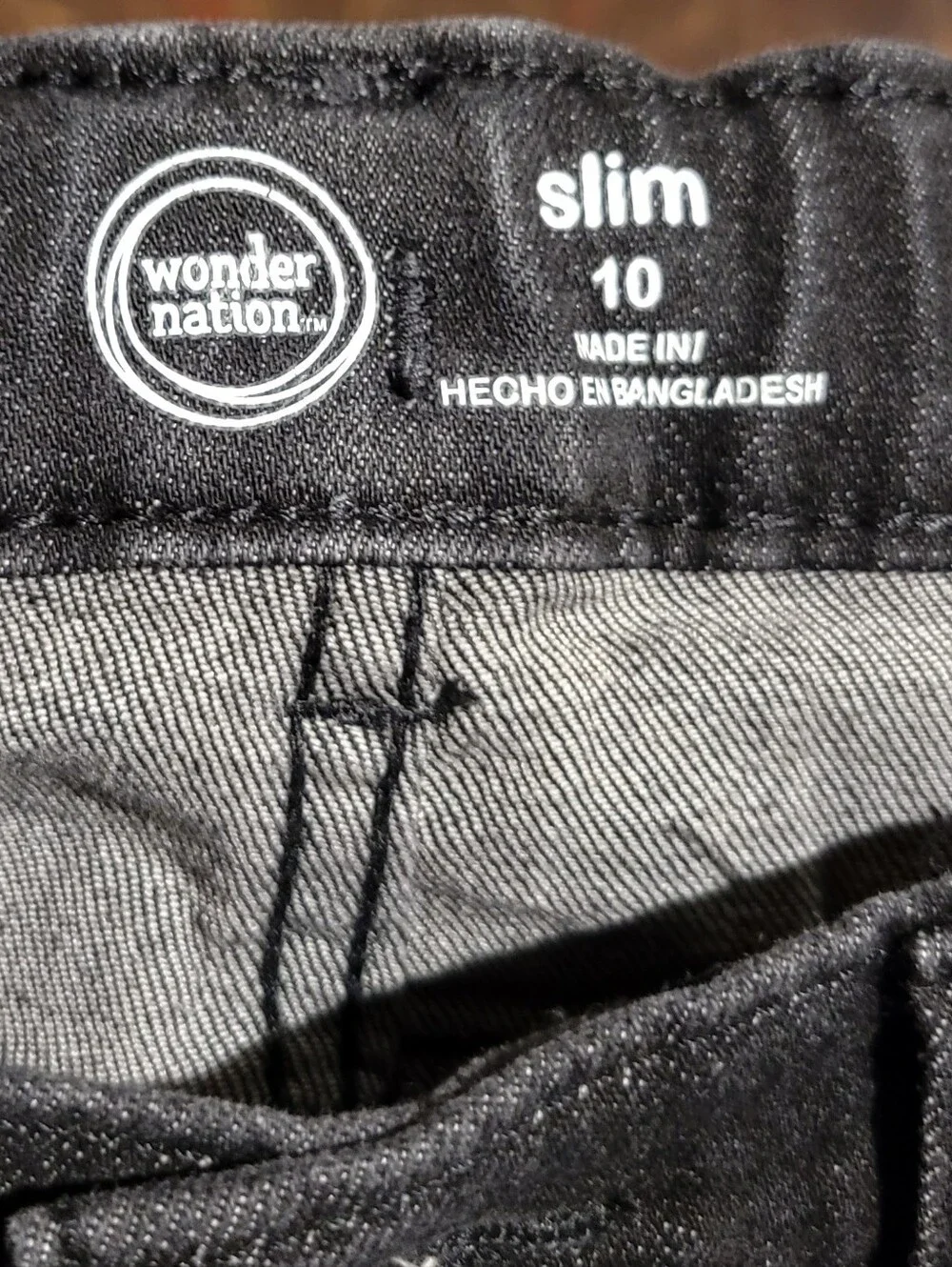 Wonder Nation Adjustable Waist Buttons Charcoal Straight Jeans Boys Size 10 Slim